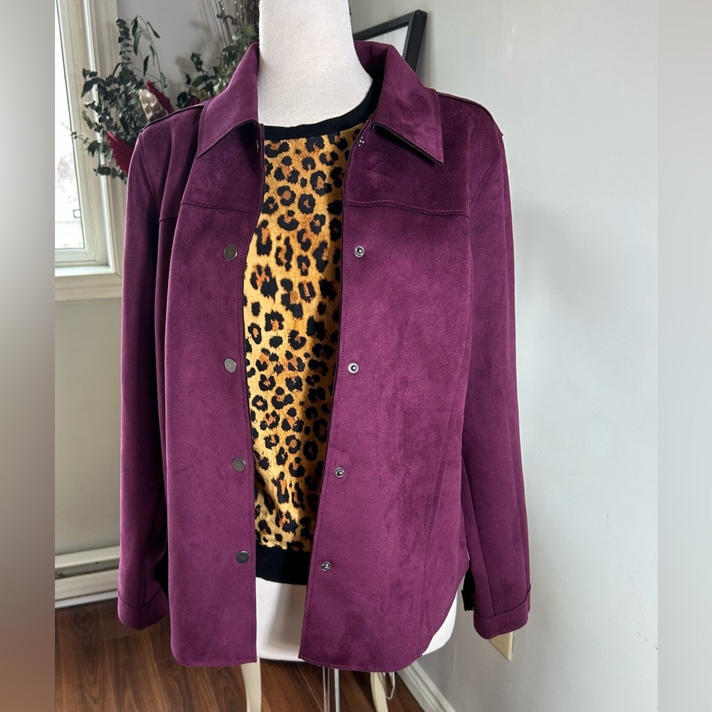 Vintage Northern Reflections Burgundy Faux Suede Snap Jacket M